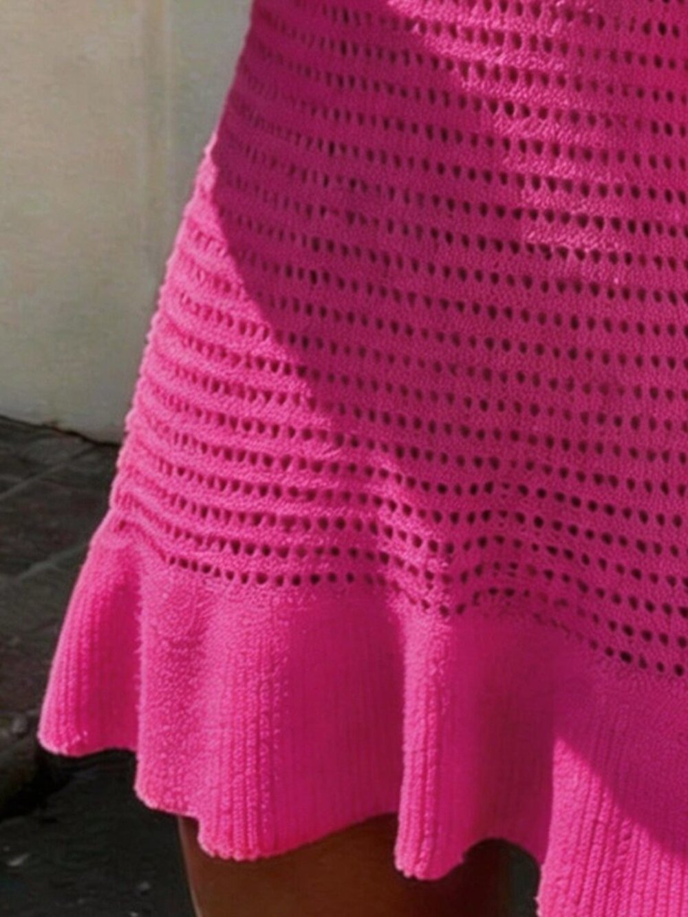 Hot Pink Casual Women's Sleeveless V-Neck Backless Knit Dress - Picture 5 of 6